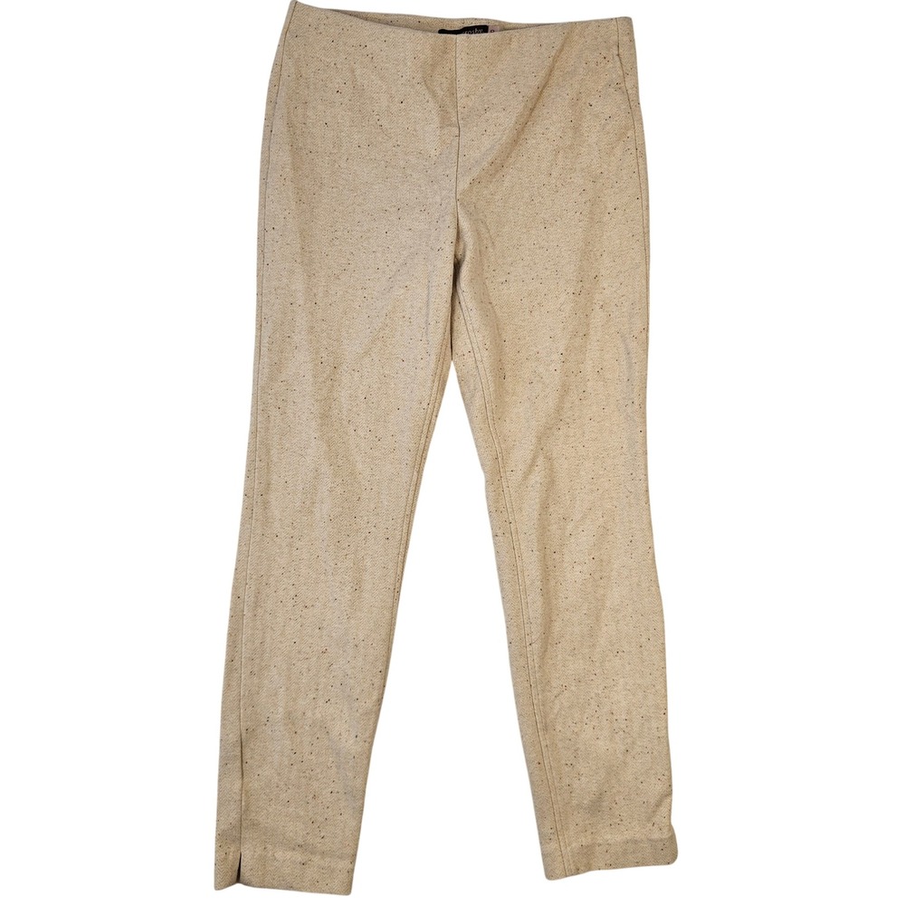 Crosby Womens Beige Flecked Herringbone Tapered Ankle Pants Side Zip Size 8